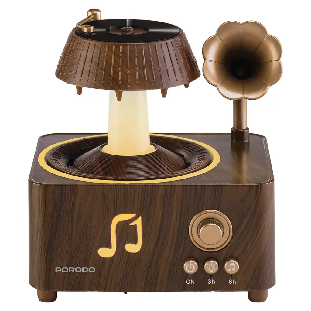 Porodo Lifestyle Concorde Classic Design Perfume Diffuser and Speaker with Colored Lighting - Brown
