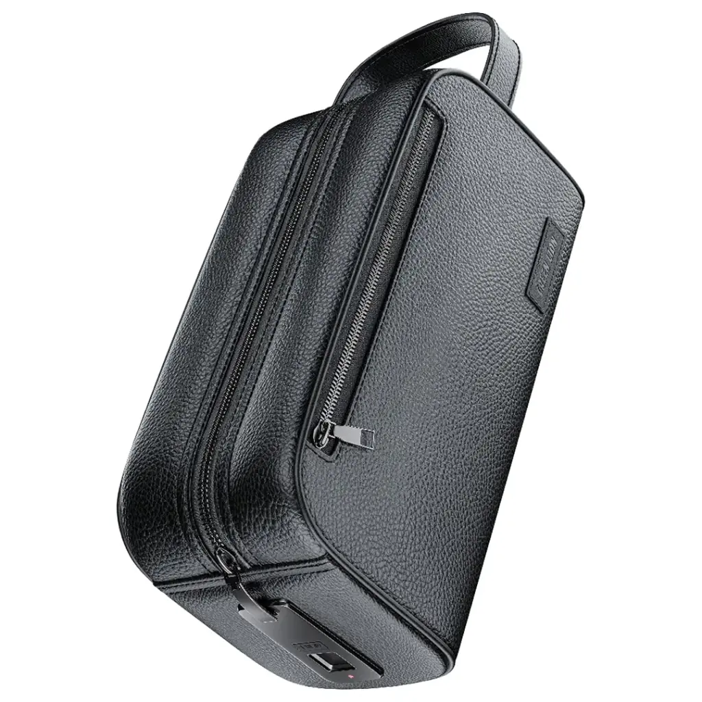 GREEN LION Liora Fingerprint Bag/ Anti-Theft Multi-User Design/ PU Leather Pouch/ Rechargable Finger Print Hand Bag / Wallet for Money, Mobile Phone / Multiple Pockets/ Smart Lock System Clutch Bag - 