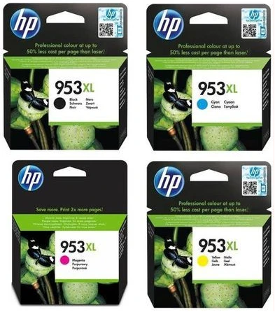 HP 953XL High Yield Original Ink Cartridges, Black/Cyan/Magenta/Yellow, Multipack