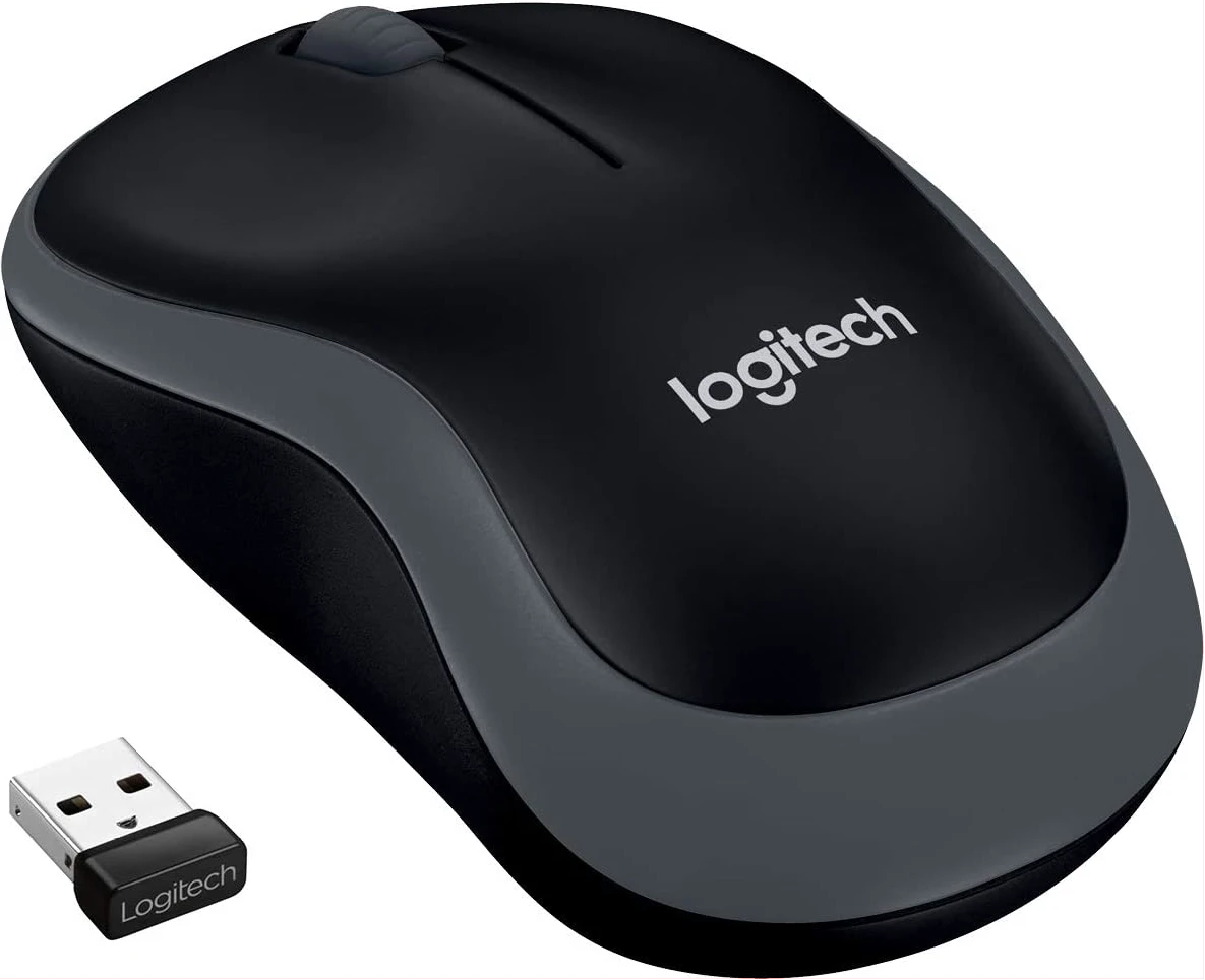Logitech M185 2.4GHz Wireless Mouse with Mini USB Receiver, 12 Month Battery Life, 1000 DPI Optical Tracking, Ambidextrous Laptop, Swift Gray