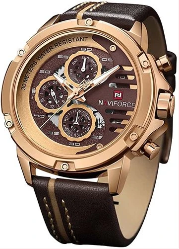 Naviforce Chronograph Luxury Analog Designer Watch - Brown