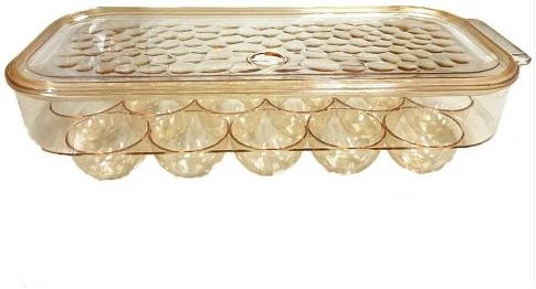 16 Egg Tray Holder For Refrigerator, Stackable Organizer Bin With Lid, Brown