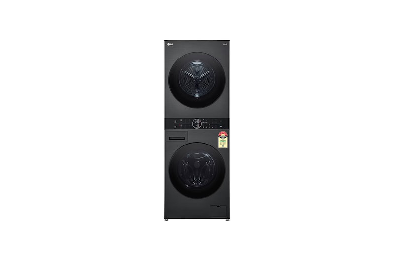 LG WashTower 13 Kg /10 Kg AI with Direct Drive and Dual Inverter Heat Pump, Fully Automatic Front Load Washing Machine and Dryer (FWT1310BG) with Wi-Fi and Central Control Panel - Platinum Black