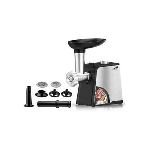 RAF Meat Grinder 2000W Stainless Steel Blades, Detachable Parts, Kebbe & Sausage Attachments, Reverse Function Food Processor Electric Meat Mixer