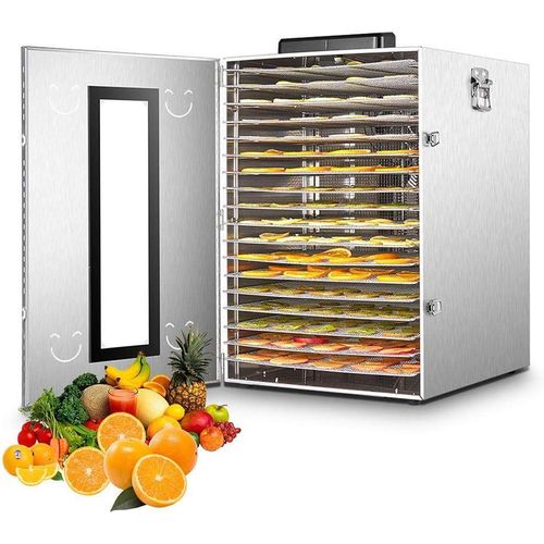 Stainless Steel 18 Tray Layers Food Dehydrator Dryer 1500W, 30-90°C Adjustable, 24hr Digital Timer, 360 ° Temperature Setting Uniform Drying, Fruit Dryer for Home Commercial Dehydrator Machine for Fru