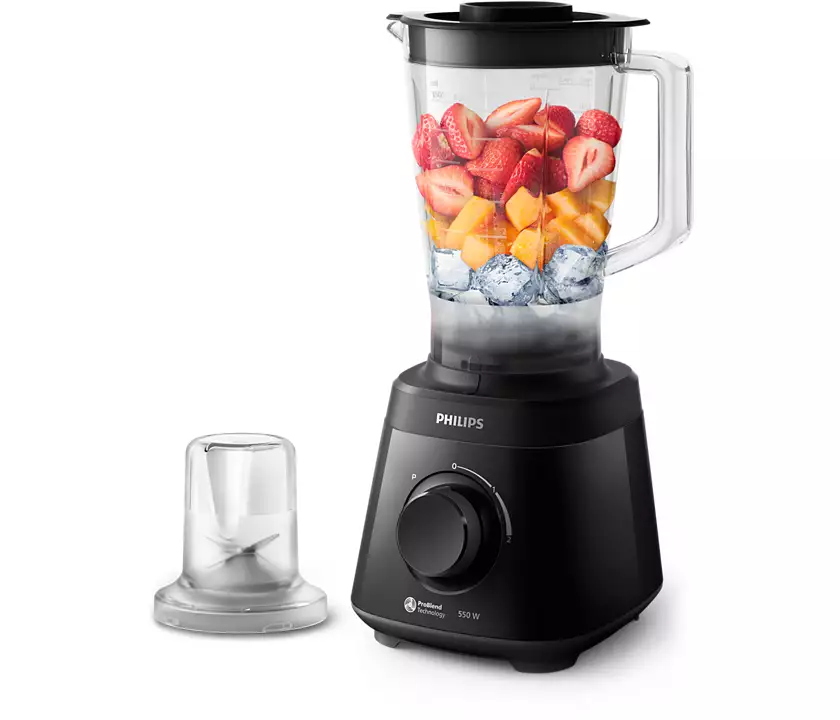Philips Blender 3000 Series, ProBlend System, 2L Plastic Jar, 550W, 2 Speed Setting + Pulse, Black, HR2141/90
