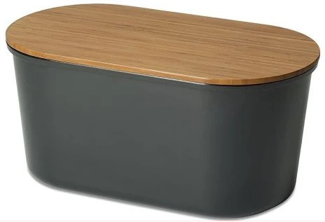 Bamboo Storage Bread Bin And Cutting Board Lid - Grey