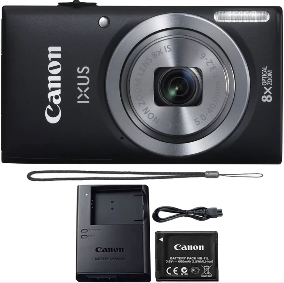 Canon IXUS 185 / ELPH 180 20.0MP 8X Optical Zoom Point and Shoot Digital Camera Black