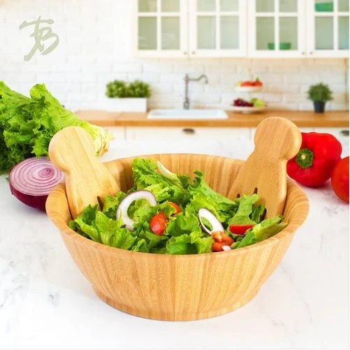 Bamboo 26Cm Bamboo Fruit Salad Serving Bowl Dish - Brown