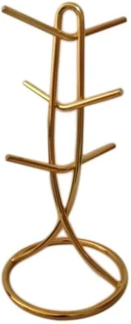 6 Cup Stand Holder Storage Organizer Rack, Gold