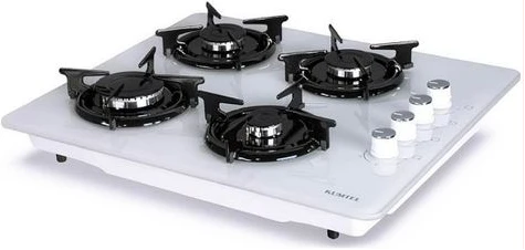 Luxell 4 Burner Glass Gas Cooker Stove Table top-Built-in, White