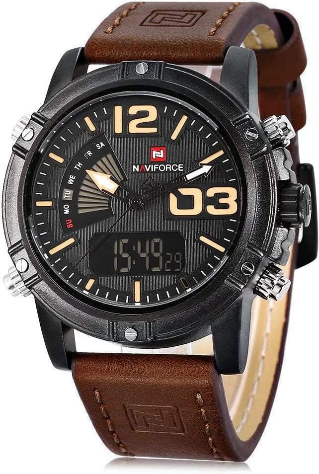 Naviforce Watch For Men Analog-Digital - Brown