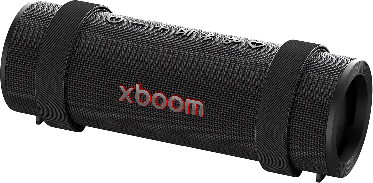 LG Xboom Grab, Portable Outdoor Bluetooth Speaker, up to 20 Hours, IP67 Dust and Water Resistant, Adjustable Carrying Straps