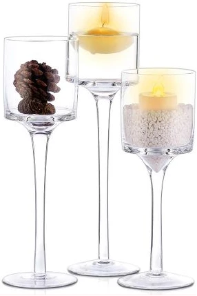 Set Of 3 GlassTea Light Glass Candle Holders Ideal For Weddings Parties & Home -Clear
