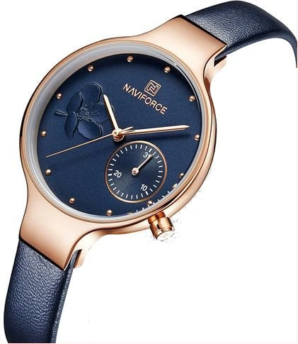 Naviforce Ladies Faux Leather Designer Watch - Blue