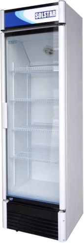 Solstar 380-Litre Single Display Cooler VC 3800-WHV SS; Vertical Display Chiller, Single Door Showcase Display Refrigerator - White