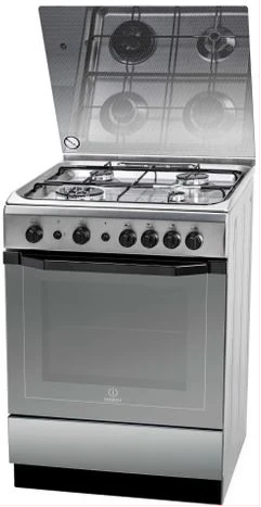Indesit I6TG1G 60cms Gas Cooker, Auto ignition, Rotisserie - SS