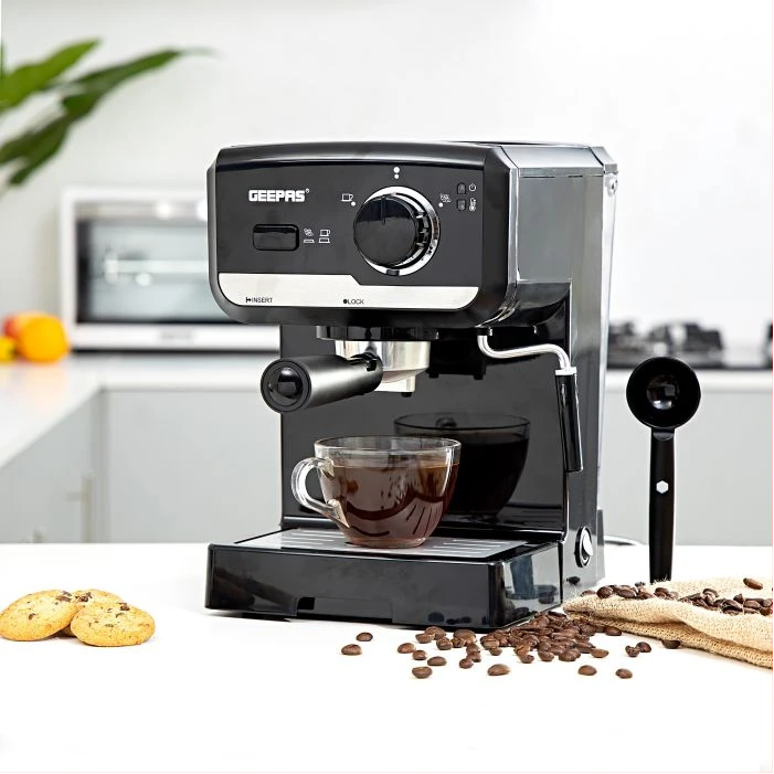 Geepas GCM-41507 1.5L Cappuccino Maker 1140W - 15 Bar Power Brewing Pump, Dual Stainless Steel Filters