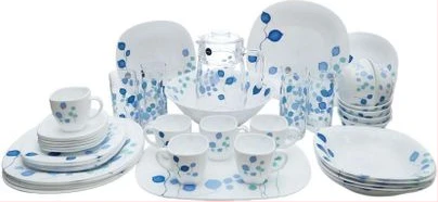 Luminarc Misty Blue Plates, Cups, Bowls Glass Dinnerware Set, 46 Piece, Multicolor