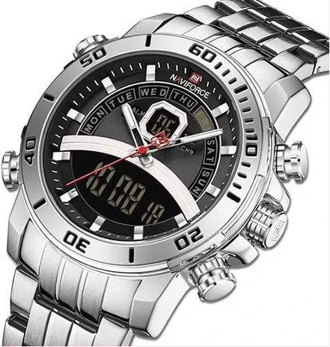 Naviforce Stainless Steel Men's Wrist Watch - Silver
