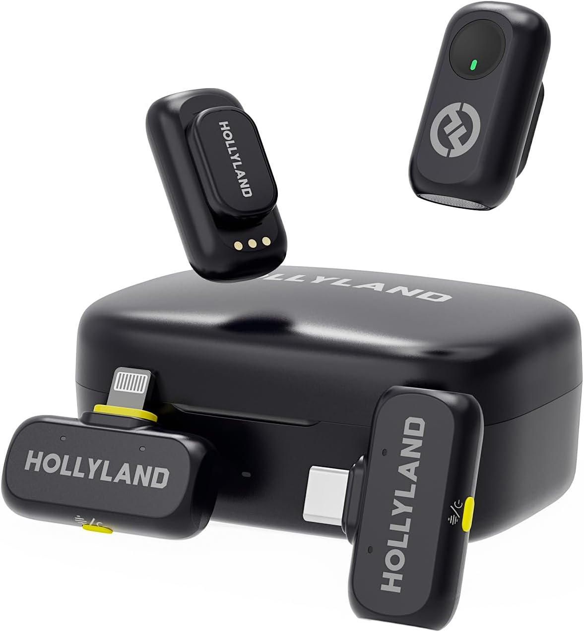 Hollyland LARK A1 Combo Wireless Microphone for iPhone & Android, Pure Sound, 3-Level Intelligent Noise Cancellation, Magnetic Mini Microphone for Vlogging, YouTube, Podcast, TikTok (Black Version)
