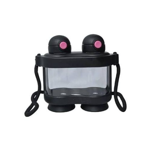 Binoculars Water Bottle Twin Drinking Mode - Straw And Sipper Funky Sticker Sheet - 800 ML With Double Lids - School Neck Strap