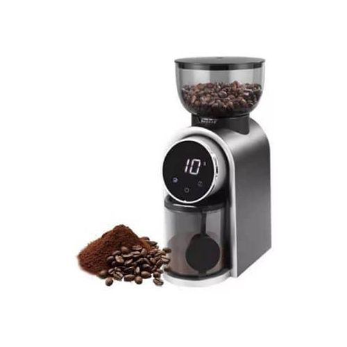 Commercial Smart LED Touch Screen Cafetera Coffee Bean Machine Electric 25 Level Portable Funnel Espresso Coffee Grinder With Cone Burr, 250g Bean Container Coffee Grinder With Screen Display Control 