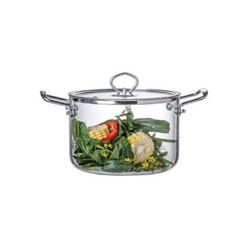 2.5L Glass Clear Saucepan, Glass Stovetop Heat Resistant Cooking Pot, Transparent Glass Saucepan, with Stainless Steel Lid and Grip Stockpot, Heat-Resistant, Borosilicate Glass.-transparent Cookware S