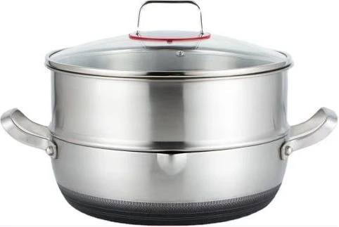 30Cm Non-stick Steamer induction Wok Cookware Saucepan Pot - Silver