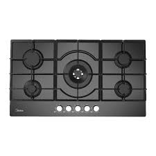 Midea Built-In Gas Hob 90cm, 5 Burners, Tempered Glass, Front Control, 90G50ME060-GFT Black