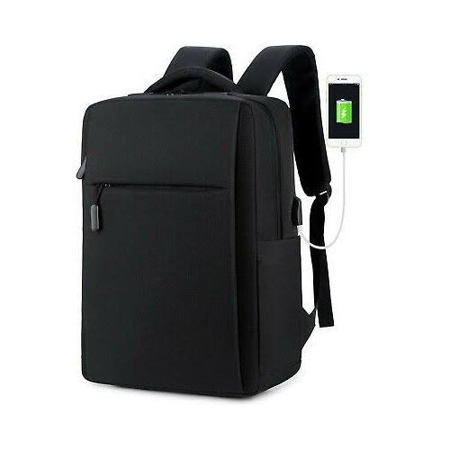 Designer Waterproof Anti-Theft Laptop Bag with Charging Port - Black