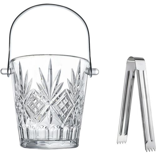 Elegant Clear Crystal Ice Bucket With Ice Tong And Handle, Wine Cooler Bucket, Glass Bucket ,Crystal Ice Cube Basket Cocktail Bar Champagne Bucket For Parties Wine AccessorySafe & Perfect For Your Hom
