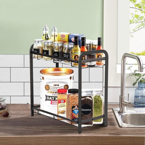 Iron 2-Tier Multi Storage/Multipurpose Kitchen Accessories Items Rack, Organizer, Spice Rack and Cabinet, Vanity Tray Standing Counter Shelf Household Kitchen items Supplies Bottle Stand