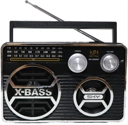 Sky SR-8900BT Battery Operated Rechargeable Bluetooth Radio - (5 in 1) Black