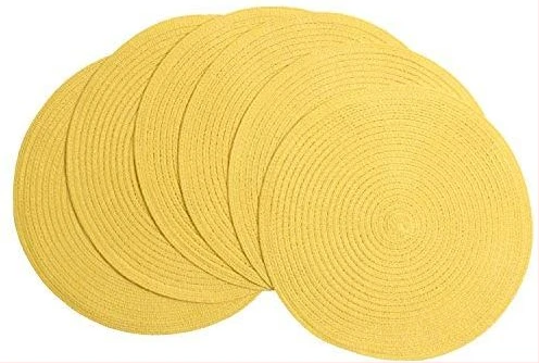 6 Round Decorative Placemats Table Mats- Light Yellow