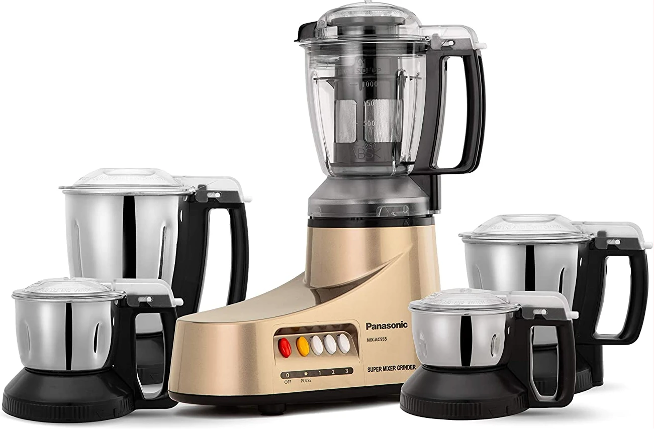 Panasonic MX-AC555 550W Mixer Grinder with 5 Jars, Gold, Bronze