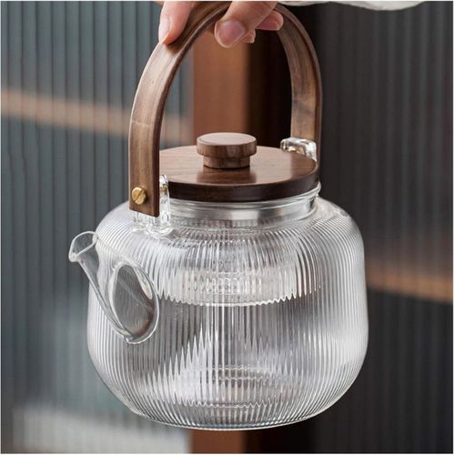 900ml Kettle for Stove top Clear Kettle Decorate Gas Kettle High and Low Temperature Resistant Borosilicate Glass Teapot with Anti-Scald Handle Kitchen Supplies Tea Maker Heat Resistant Teapots With I