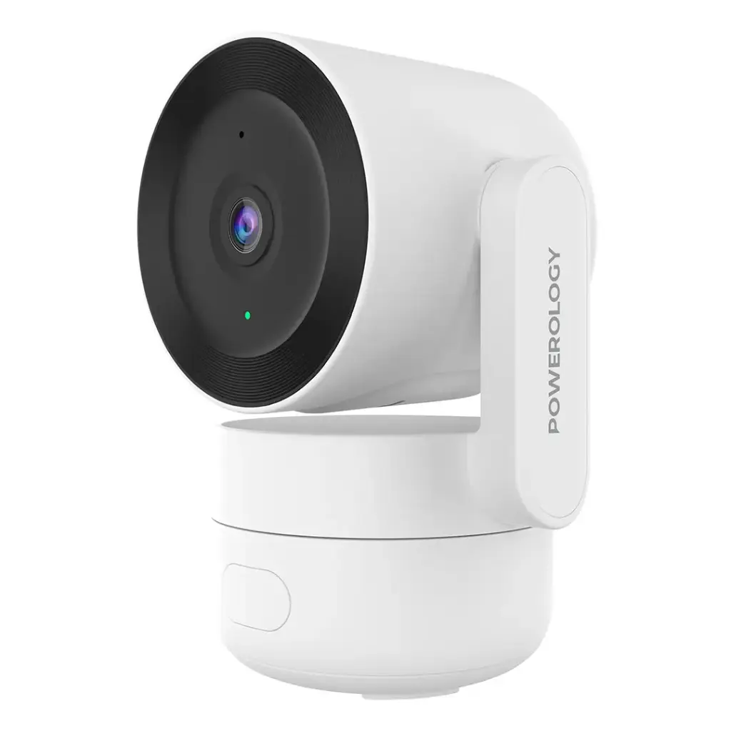 Powerology Indoor PTZ Smart Camera 4MP / Two-Way Audio / Pan and Tilt Zoom Control / AI Advanced Monitoring System / Supports Video Calling - White