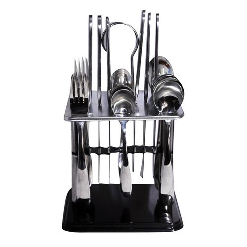 24pcs Cutlery (Forks, Spoons & Knives) with a Stand - Silver