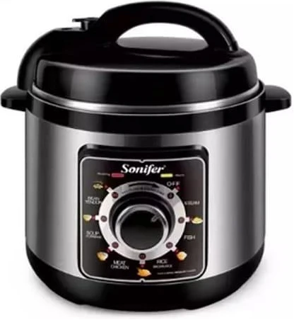 Sonifer Automatic 6L Multifunction High Power Stainless Steel Electric Pressure Cooker Rice Cooker Steamer- Silver.