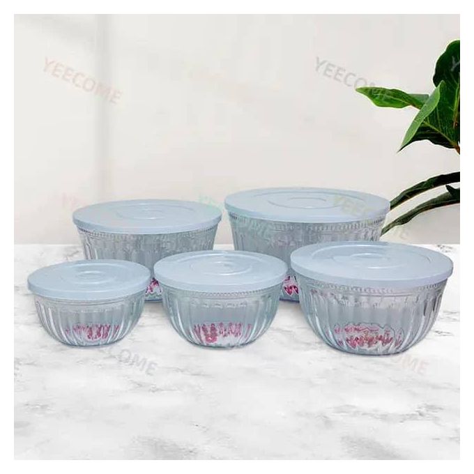 5 Pieces Of Clear Plastic Salad Bowls with Airtight Lids, Disposable To Go Salad Containers for Lunch, Meal, Party, BPA Free Clear Mixing Bowls for Acai, Green Salads, Fruits, Nut