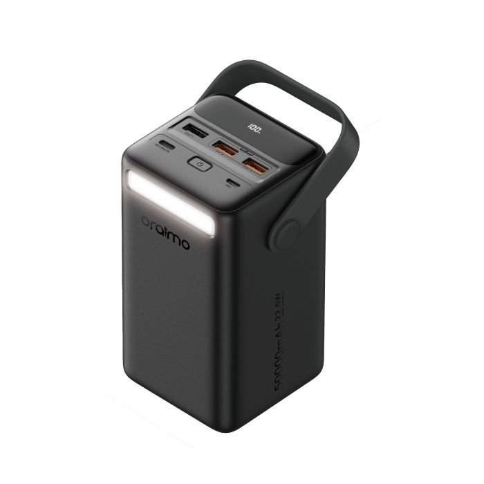 Oraimo Power Bank 50000mAh PD3.0 QC3.0; 10-times Device Charge, Digital Display, 4 Output Ports, 5A Fast Charging - Black
