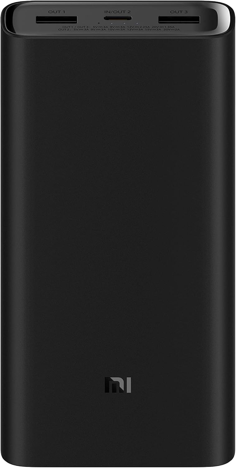 Xiaomi MI 50W Power Bank 2000, 20000mah, USB-C Input/Output Plus 2 USB-A Output, Charge 3 Devices Simultaneously, Output Upto 50W, Black