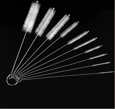 10PCS Nylon Cleaning Brushes - Nylon Cleaning Brush Set Test Tube Bottle Straw Washing Cleaner Bristle Kit- White