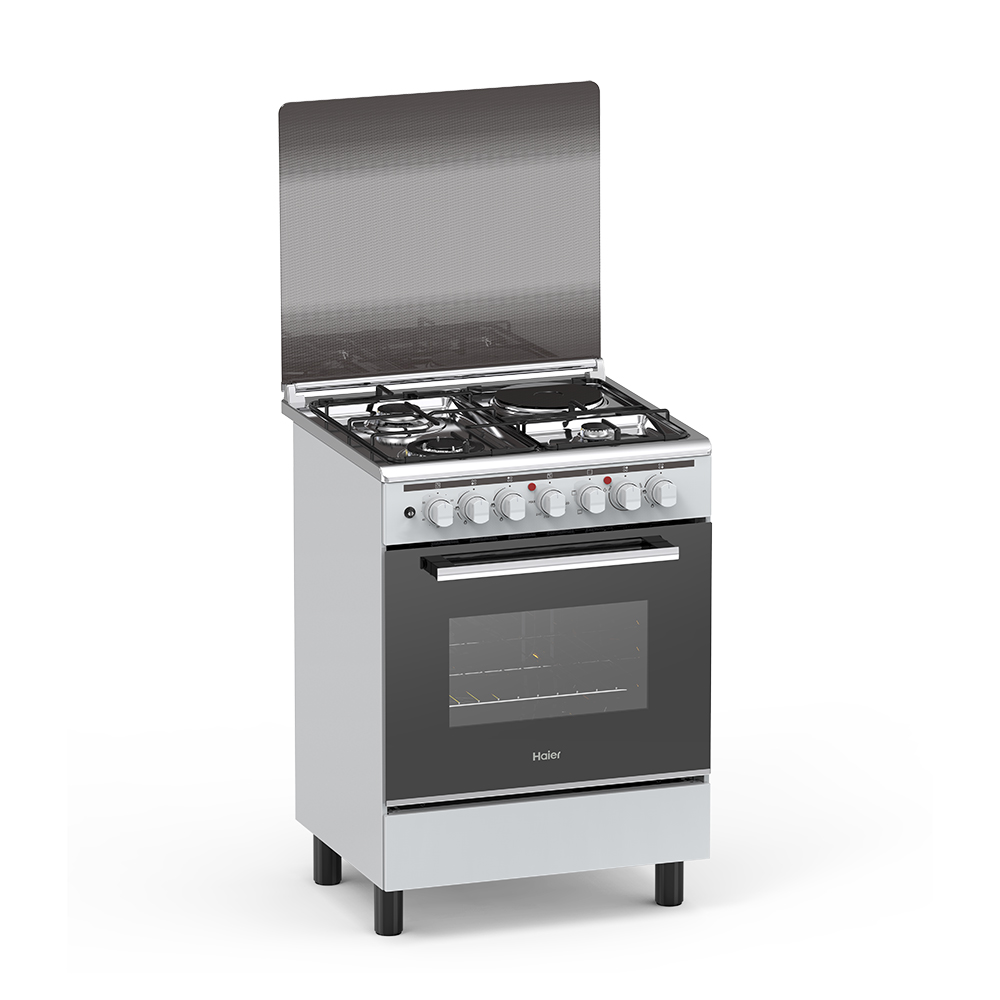 Haier Cooker 60x60cm 3 Gas Burners + 1 Electric Plate, HCR2031EGT, Electric Oven & Grill, Top Glass Cover