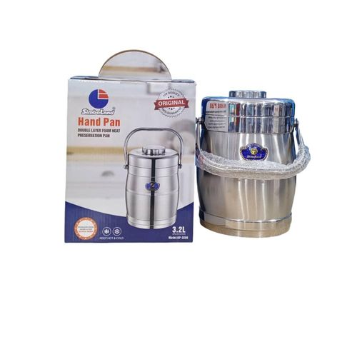 Simbaland 2.2L Food Flask, Hand Pan Double Layer Foam Heat Preservation Pan - White