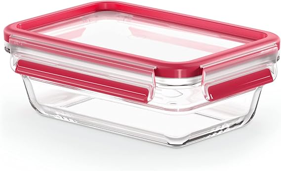 TEFAL 1.3L Rectangular Master Seal Fresh Glass, Food Container, Transparent, N1041010