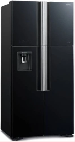 Hitachi 600 - Litres French Door Refrigerator, Inverter Compressor + Water Dispenser RW800PUN7GBK - Glass Black