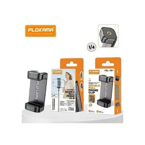 Share this product    Plokama CL-10 Universal Smartphone Mobile Phone Holder Clip And Light Stand Tripod Mount Clamp Adjustable Adapter Rotates Vertical & Horizontal For Selfie Stick & Phone Clamp Wit