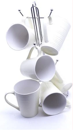 6 pieces of Self Design Line Cups - Cream